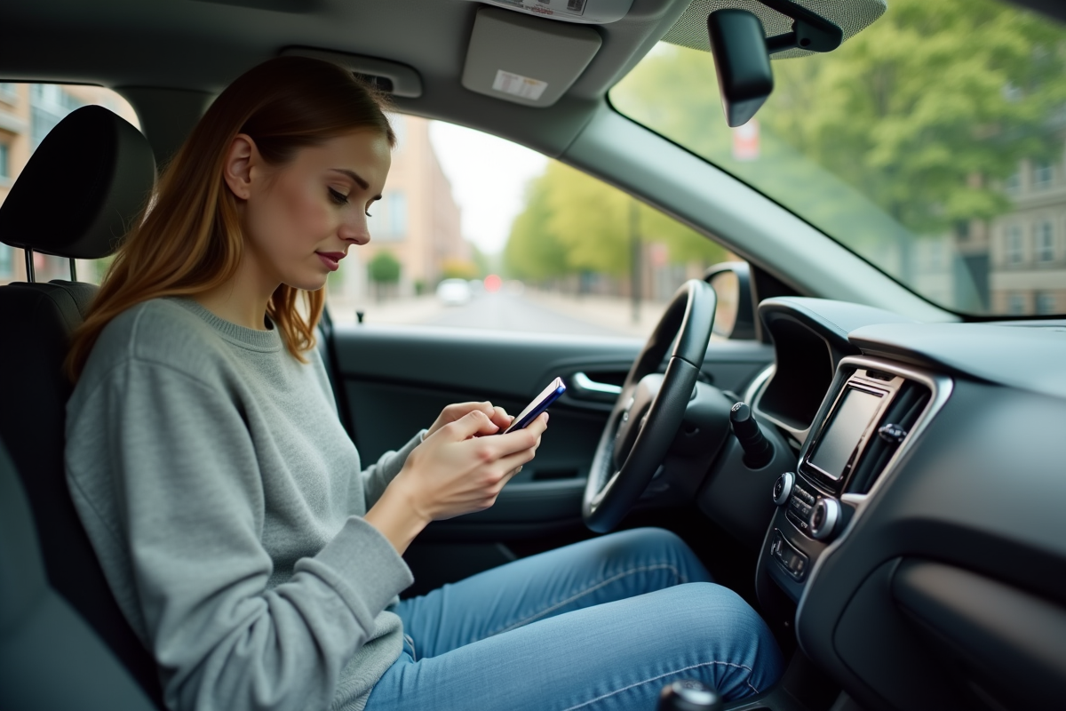 Jeune femme utilisant une application d