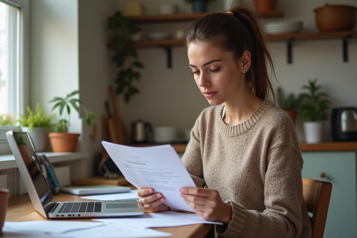 Femme lisant une lettre d