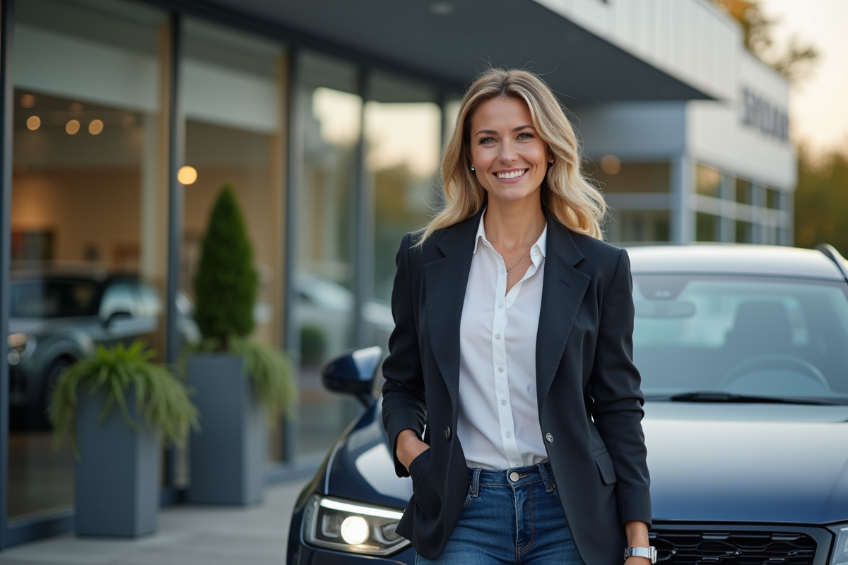 Femme confiante près d