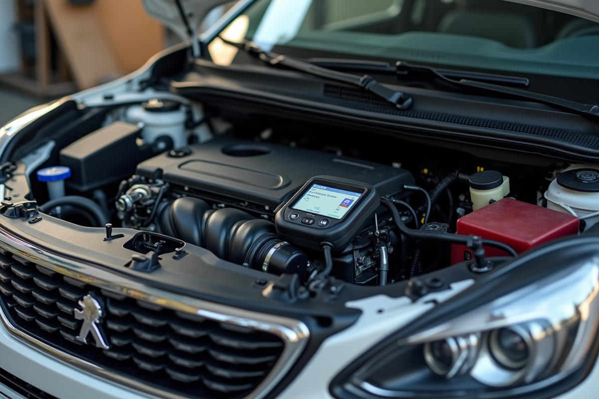 Moteur Peugeot 1,6 HDi avec outils de diagnostic
