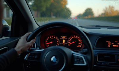 Tableau de bord voiture avec voyant check engine allumé